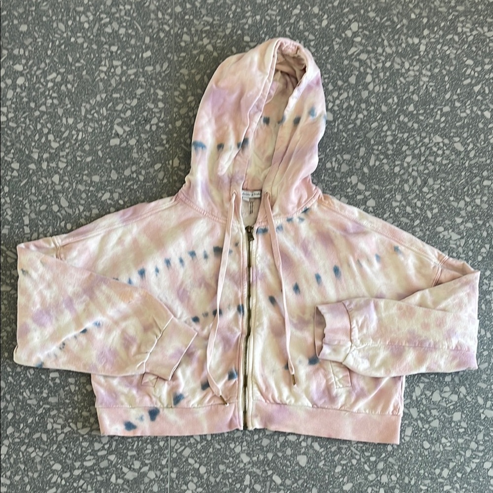 Young Fabulous & Broke Pink and Blue Cropped Tie-Dye